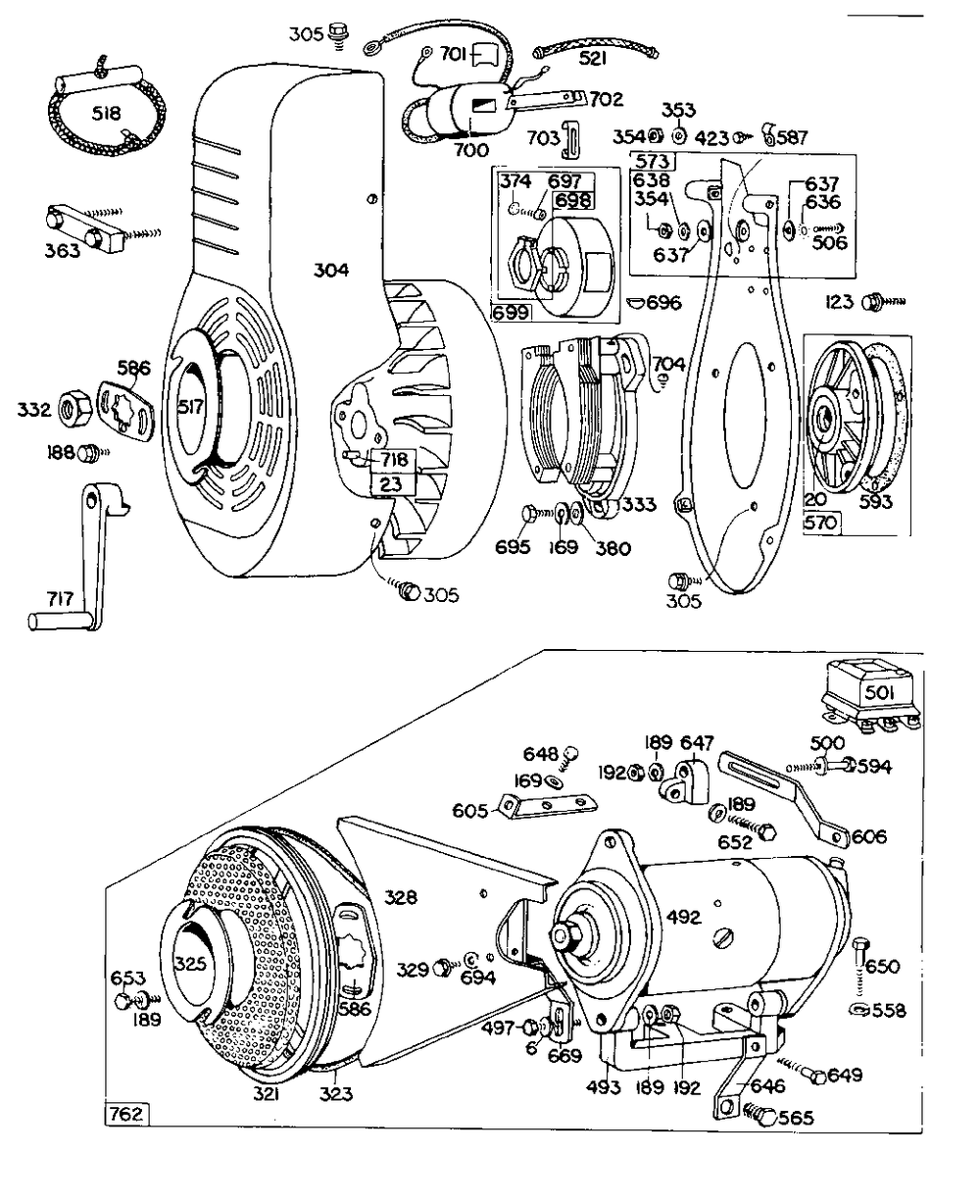Blowerhsg,elect Starter,elect Diagram and Parts List for 191431-0125-XX  Briggs and Stratton Engine